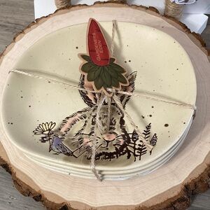 GARDENERS EDEN BUNNY 6" APPETIZER CERAMIC/STONEWARE  PLATES